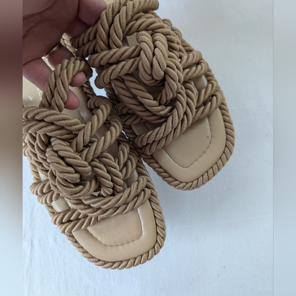 Zara Rope Knot Slide Sandals Nautical Old Money Preppy Neutral - Picture 5 of 10